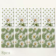 2pcs Green & White Daisy Pattern Kitchen Towels, Soft Absorbent Rectangular Floral Polka Dot Print Hand Towels, Farmhouse Style, Suitable For Kitchen Decor And Housewarming Gift, 4/6/8pcs Set - Multicolor - View 10