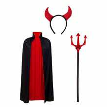 Set Kostum Vampir Setan Gotik 3 Potong, Cocok untuk Halloween, Zombie, Malaikat Maut, Pesta Bertema Peran Setan, Unisex - MultiWarna - View 11