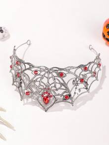 1pc Gothic Red-Eyed Spider Crown, Halloween Ghost Bride Makeup Hair Accessory, Festival Stage Styling Crown - Black Diamond - View 6