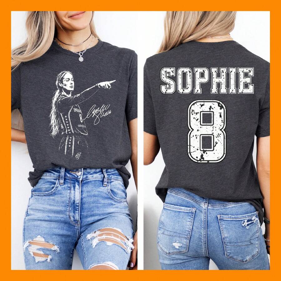 Sophie Cunningham 8 Fan Tee Indiana Basketball Apparel Retro Athlete Graphic Shirt Sports Fan Gift For Her - Black - View 1