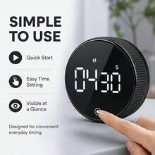 1pc Kitchen Timer, Suitable For Cooking And Baking, Home Countdown Reminder Alarm, With Magnetic Back, Rotary Timer, 3 Volume Levels, Time Management Reminder Timer, 3*AAA Battery Powered (Battery Not Included) - Multicolor - View 11