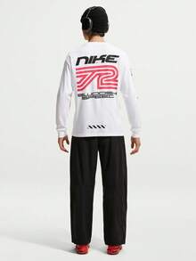 Nike Men's AS U NSW TEE LSE LS SWOOSH SPE Long Sleeve Knit Collarless T-Shirt TIM3782-100 - Black and White - View 5