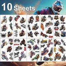 FTVLTAT 10 Sheets Motorcycle Racing Bike Temporary Tattoo Stickers, Watercolor Long-Lasting Waterproof Tattoo Stickers, Perfect For Party Accessory Supplies, Motorcycle Theme Party Essential - Multicolor - View 7