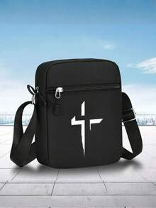 Christian Cross Pattern Printed Baseball Cap & Crossbody Bag Set, Faith Street Style Minimalist Religious Accessory, Unisex, Inspirational Gift - Multicolor - View 9
