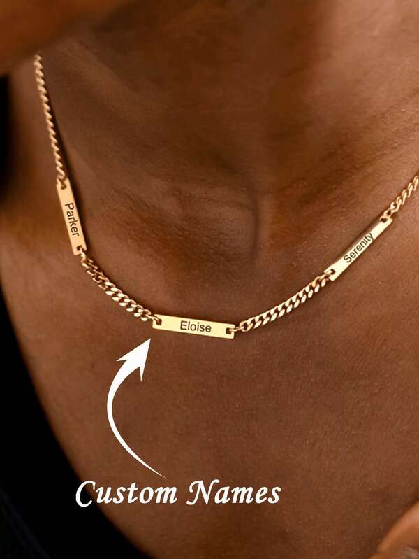 Collar con nombre personalizado, Collar con colgante de múltiples nombres personalizado, Collar para mujer, Collar con nombre grabado personalizado, Accesorios de joyería de acero inoxidable, Joyería para mujer, Collar de múltiples nombres en plata y oro, Regalo del Día de San Valentín, Cumpleaños, Regalo de aniversario