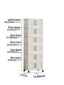 Wheeled Foldable Storage Cabinet, Vertical Transparent Door Stackable Organizer Unit, Multi-Layer Plastic Storage Drawers, Suitable For Wardrobe Living Room Bathroom, Multi-Functional Home Miscellaneous Storage Rack - View 6