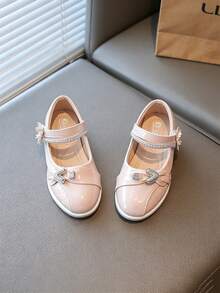 1 Pair Pink Cute Fashion, Massage Sole Slip-On Design, Soft Bottom Non-Slip High Heel Flat Baby Shoes Children Shoes, Suitable For All Seasons - Pink - View 2