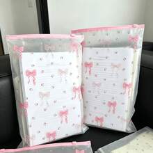 5入小號與中號可愛蝴蝶結A4文件袋，學生考卷收納袋，防水拉鍊半透明文件袋，可標記文字，學校用品 - 蝴蝶結收納袋 - 查看 7