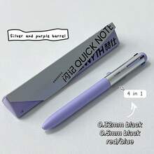 1 buah Pulpen Zanshi 4-in-1 Hitam Biru Merah Netral 0.5mm 0.32mm Dapat Ditarik Cepat Kering Menulis Halus Untuk Pelajar dan Kantor - MultiWarna - View 14