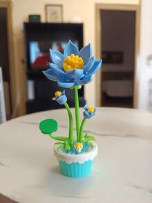 Micro Granule Potted Building Block Immortal Flower, Immortal Flower Building Block Potted Set, Cute Home Decor, Desktop Decor, Multifunctional And Original Gift Idea, Artificial Potted Decor, Holiday Gift, Birthday Gift, Christmas Gift, New Year Gift, Party Decoration - Multicolor - View 5
