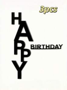 1/2/3/4pcs Fashionable Minimalist Black "Happy Birthday" Cake Toppers, Acrylic Cake Decorations - View 10