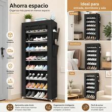 Zapatero Vertical Estrecho Cerrado Antipolvo para Entrada| 10 Niveles, 9 Espacios Almacenamiento, Color Negro, Ocupa Mínimo Espacio, Montaje Ligero Sencillo, Ideal para Entradas Pequeñas y Cuartos Alquilados - Ver 7
