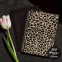 1pc Leopard Print Spiral Notebook, Beautiful Spiral Notebook, Suitable For Women, Suitable For Her, Sweet Diary And Notes, Sweet Notebook, Diary - One Book (50 Pages, 100 Pages) - View 7
