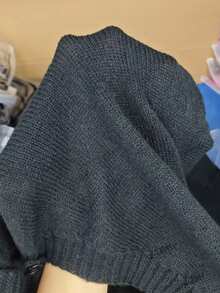 ANDREILEE 男士休闲宽松纯色复古商务通勤百搭V领长袖开衫毛衣，秋冬款 - 黑色 - 查看 11