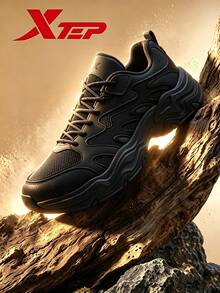XTEP Nomad Men's Summer Mesh Breathable Lightweight Soft Sole Sports Shoes Versatile Retro Chunky Sneakers Black - Black - View 2