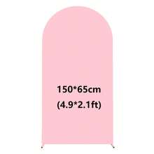 粉色拱門背景布 5ft/6ft/6.6ft/7.2ft 婚禮拱門套布 2件組 彈性布料 圓頂拱門背景布 適用生日派對婚禮拱門框架裝飾（不含拱門框架，僅布料背景） - 粉紅色 - 查看 14