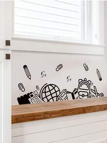 mama look 1pc, Multi-Style, Black Home Decor Wall Sticker, Line Plant/Study Element/Cross, PVC Self-Adhesive Removable, Suitable For Bedroom, Living Room, Study, Dining Room, Bathroom, Home Wall Decoration, Room Decoration, Etc. - Multiple Styles - View 1