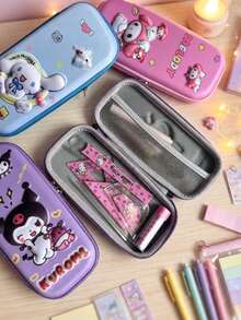 1pc/PVC 3D Kuromi/Cinnamoroll/Hello Kitty/My Melody Cartoon 3D Sanrio School Stationery Large Capacity Multi-Function Student Pencil Case Birthday Gift Back To School Season Gift Parents' First Choice - Multi-color - View 5
