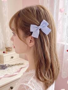2/6/10pcs/Set Plaid Fabric Bow Hair Clips, Sweet Hair Accessories - Suitable For Women And Girls, Applicable For Daily, School, Vacation, Dating - Multicolor - View 6