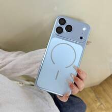 Large Window Design Magnetic Phone Case Compatible With IPhone 18 Pro 18 Pro Max, With Lens Protector, Rectangular Lens Frame Design, Electroplated Hard Shell Compatible With IPhone 17 Pro Max 16 Pro Max 15 14 13 12 11 - Sky Blue - View 5