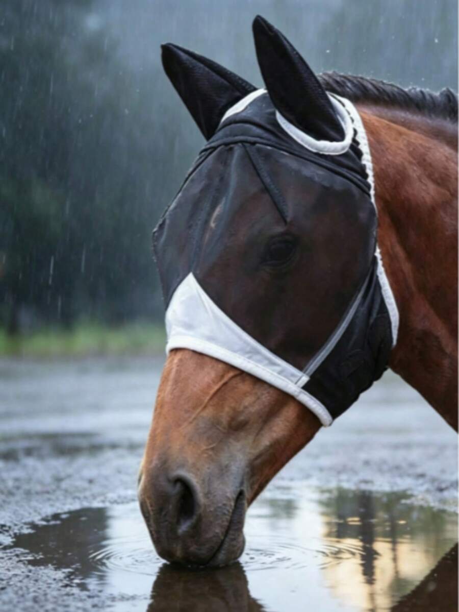 Soft Mesh Horse Fly Mask With Ears, Breathable Eye And Face Protection, Anti-Fly Face Mask, UV Protection Horse Gear - Multicolor - View 1