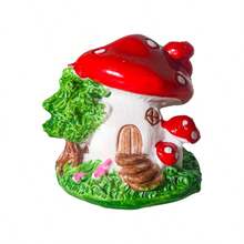 1pc Red Mushroom House Micro Landscape Ornament, Resin Craft, DIY Fairy Tale Dream Decoration Accessory - A - View 5