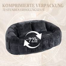 Bean Bag Sofa - Beige Chenille, Comfortable Accent Chair For Home And Outdoor Use - 黑色 - 查看 7