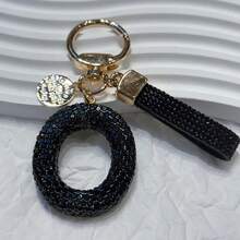 Beautiful Letter Keychain Faux Rhinestone Alphabet Elegant Black Gold Women's/Men's Accessories Suitable For Birthday Anniversary Gifts - Black - View 28