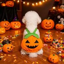 1 Set Halloween Theme Cosplay Costume Pumpkin Pet Transformation Outfit, Cute Funny Suspenders Dress For Small And Medium Dogs, Holiday Party Photo Shoot Dog Decorative Clothing - Multicolor - View 2