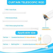 No-Drill Telescopic Rod, Door Curtain Rod, Kitchen Partition Rod, Wardrobe Telescopic Rod, Clothes Drying Rod - 2.2cm Honeycomb Head (Threaded Shank) - View 6