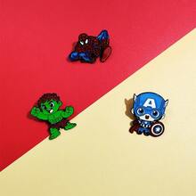 1pc Superhero Enamel Badge Chibi Giant Captain Cartoon Metal Brooch Backpack Lapel Pin Accessory - Multicolor - View 4