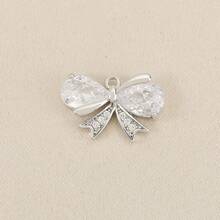 1/10Pcs Copper Bow‑Knot Cubic Zirconia Charms Pendants, For DIY Bracelet Necklace Jewelry Making, Gold & Silver Are Available For Selection - DIY Bow Charm - View 6
