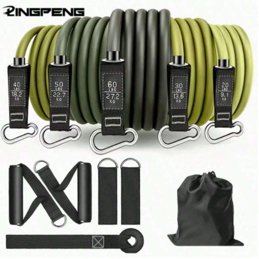 11pcs Resistance Band Set With Handle And 5 Tubes, Home Strength Training Fitness Equipment - A - View 1