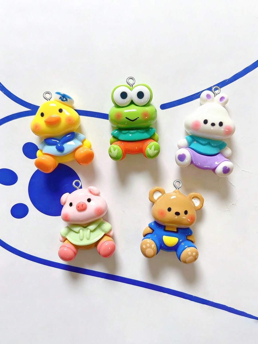 10/20/100pcs Glossy Cartoon Animal Pendants DIY Handmade Keychain Charms Bag Accessories - Multicolor - View 1