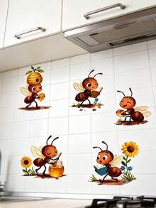 Funny Cartoon Ants Carrying Wall Sticker, Living Room Baseboard Background Decor Self-Adhesive Paper - Multicolor - View 2