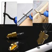 UNISURE 4pcs 14.8cm Deburring Tool + 20/25/32mm Step Drill Bit Set, Metal Deburring & Chamfering Tool Kit, Alloy Steel Material, Minimalist Gold Blade And Step Drill Details, Multi-Function Plumbing & Woodworking Hole Expansion & Deburring Tool, Suitable For Home Repair And Father's Day Gift - 3-piece Deburring Tool Set + 1-piece Trimming Knife - View 2