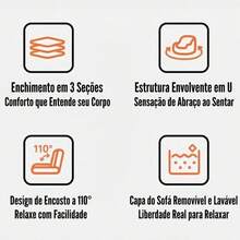 AUXOM Poltrona Sofá Preguiçoso com Puff Confortável Espuma Alta Densidade Capa Removível e Lavável para Sala e Quarto - laranja + puff - Visão 12