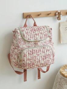 1pc Multifunction Large Capacity Ditsy Floral Mommy Backpack, Can Be Hung On Stroller - Multicolor - View 4