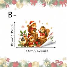 1/3件裝聖誕森林動物靜電窗貼，松鼠刺蝟狐狸裝飾聖誕樹、禮物雪花圖案，無殘膠可移除窗貼，居家窗戶節日派對室內裝飾用品 - 多色 - 查看 13