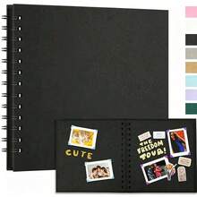 7X7 Inch Scrapbook Photo Album 40 Pages/20 Sheets Hardcover Kraft Paper Scrapbook Photo Album Memory Book, Suitable For Wedding And Anniversary Family - Brown - View 1