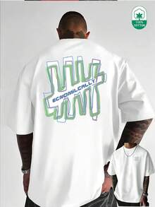 Men's Casual T-Shirt, Versatile And Fashionable, With Creative Graffiti Prints In Color Blocks And Letters On The Front And Back, For # Des PGZF - 白色 - 查看 5
