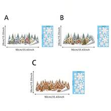 1/2/3pcs Christmas Winter Village Window Stickers, Static Glass Film Snow House Pine Tree Decals, Home Window Decoration, Removable Christmas Holiday Party Decor - Multicolor - View 17