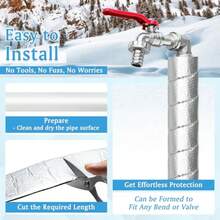 Envoltura de aislamiento de tubo extra ancho,,espuma autoadhesiva y cinta de aluminio para protección contra congelación en invierno, cubierta de aislamiento de línea AC para aire - 4 x 32.8 pies - Ver 6