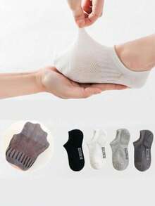 8 Pairs/4 Pairs Boys Socks, Summer Thin Mesh Boat Socks, Solid Color Low-Cut Invisible Socks, Low-Top Short Socks, Breathable And Sweat-Absorbing, Spring/Summer, Ins , Casual Sports Socks, Simple And Versatile - Multicolor - View 12