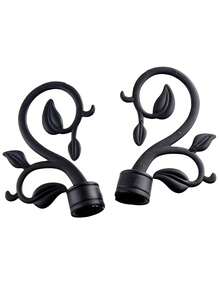 2pcs Curtain Rod Decorative Finials, Curtain Rod End Caps, Curtain Top Decorative Covers, Curtain Rod End Decor, Plastic Curtain Rod Top Decorative Heads, Suitable For 2.2cm/0.87in Diameter Curtain Rods - Black - View 9