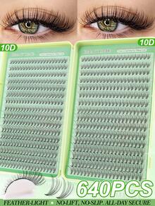 640/200pcs DIY Single Cluster False Eyelashes, Multiple Styles 9-16mm Mixed Length, 10D/20D Free Matching, Suitable For Natural Korean And Japanese Makeup, Soft And Durable, Lightweight And Delicate, Includes Glue, Brush And Tweezers Set, Easy For Daily, Date, Party And Holiday Use - Mint Green - View 17