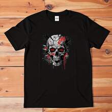 Graffiti Skull T-Shirt  Gothic Punk Streetwear Tee  Urban Grunge Graphic Shirt - 款式 - 查看 1