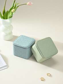 Oirlv Portable PU Leather Jewelry Storage Box, Mini Travel Zipper Jewellery Organizer Case For Rings Earrings Necklaces Bracelets & Home Use - Jewelry Bag - View 5