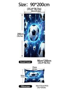 2/3件組發光足球星空兒童床上用品套裝，適合兒童、青少年、男孩與女孩，四季適用，拉鍊開合（不含填充物），100%聚酯纖維 - 彩色 - 查看 20