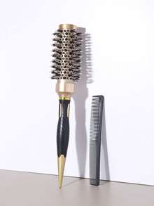 Gold Pointed Tail Aluminum Tube Ceramic Round Brush, For Styling, Volumizing And Curling; Heat-Conductive And Air-Purifying Hair Brush - Multicolor - View 15